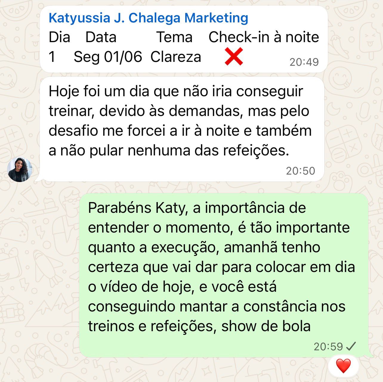 Depoimento de Katyussia no WhatsApp