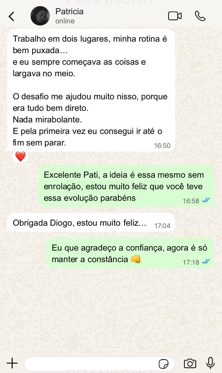 Depoimento de Patrícia no WhatsApp