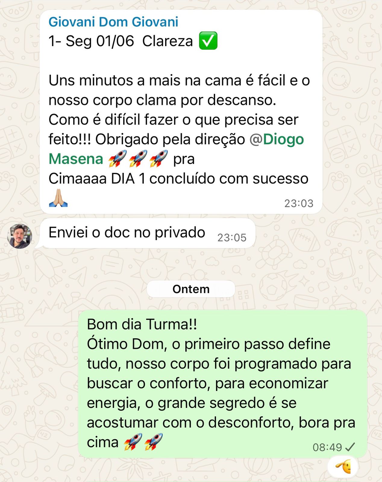 Depoimento de Giovani no WhatsApp